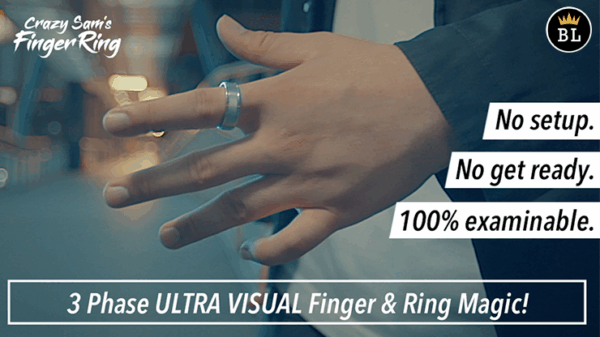 Hanson Chien Presents Crazy Sam's Finger Ring BLACK / MEDIUM (Gimmick and Online Instructions) by Sam Huang - Trick – Image 2