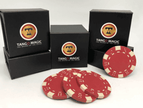 Expanded Shell Poker Chip Red plus 4 Regular Chips (PK001R) by Tango magic - Trick – article de magie | Abracadabreizh