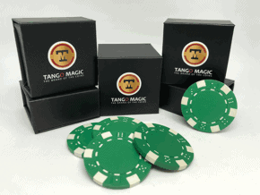 Expanded Shell Poker Chip Green plus 4 Regular Chips (PK001G) by Tango Magic - Trick – article de magie | Abracadabreizh