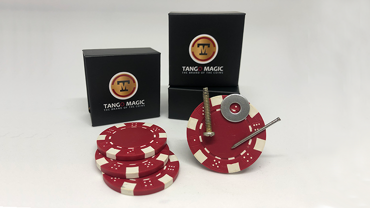 Magnetic Poker Chip Red plus 3 regular chips (PK003R) by Tango Magic - Trick 1 Magnetic Poker Chip Red plus 3 regular chips (PK003R) by Tango Magic - Trick