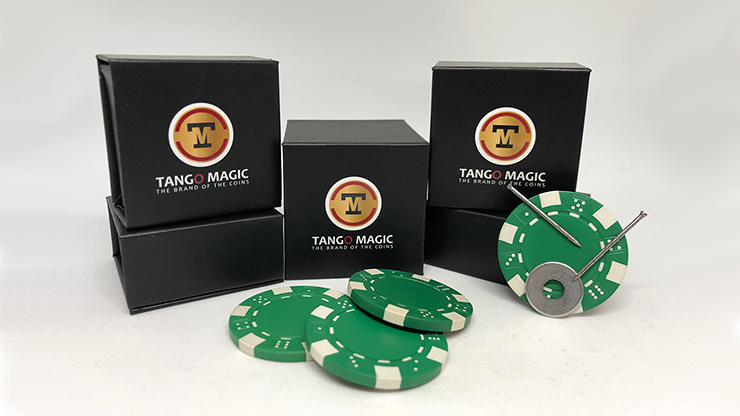 Magnetic Poker Chip Green plus 3 regular chips (PK003G) by Tango Magic - Trick 1 Magnetic Poker Chip Green plus 3 regular chips (PK003G) by Tango Magic - Trick