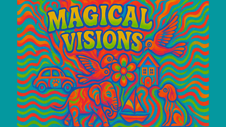 Magical Visions by Matthew Wright 1 Une carte de visite colorée et psychédélique pour le spectacle "Magical Visions" de Matthew Wright.