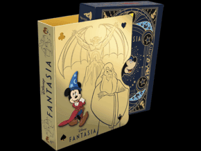 Jeu de cartes Fantasia Disney avec personnage de Mickey Mouse en sorcier.
