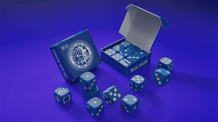 Forcing Dice Set by IARVEL Magic (Blue) 1 Dés forcés bleus pour magie et illusions, présenté dans une boîte.