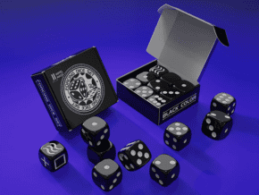Ensemble de dés noirs pour magie et tours de mentalisme, idéal pour les illusions et manipulations.