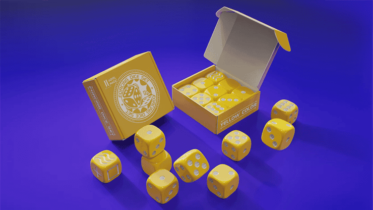Forcing Dice Set by IARVEL Magic (Yellow) 1 Dés de magie forcés jaunes pour tours de magie et illusions.