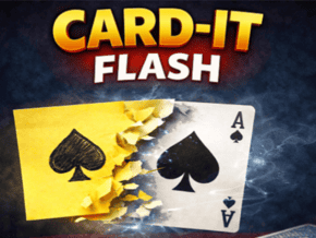 Pliage spectaculaire d'une carte à jouer dans un tour de magie avec le Card-It Flash rouge.