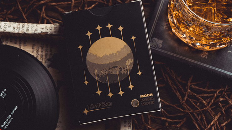 Moon (Black) Playing Cards 4 Cartes à jouer Moon (Noir) pour magie et illusion.