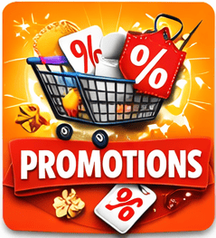 Promotion avec sacs et étiquettes de réduction dans un panier de shopping.