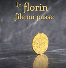 Pièce de monnaie dorée flottante ou passant, illusion de magie avec un effet de lévitation.