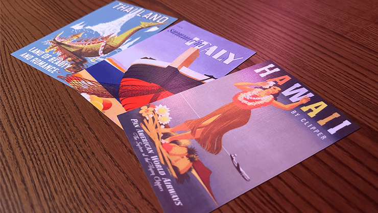 Cartes postales illustrées de paysages italiens et de monuments célèbres.